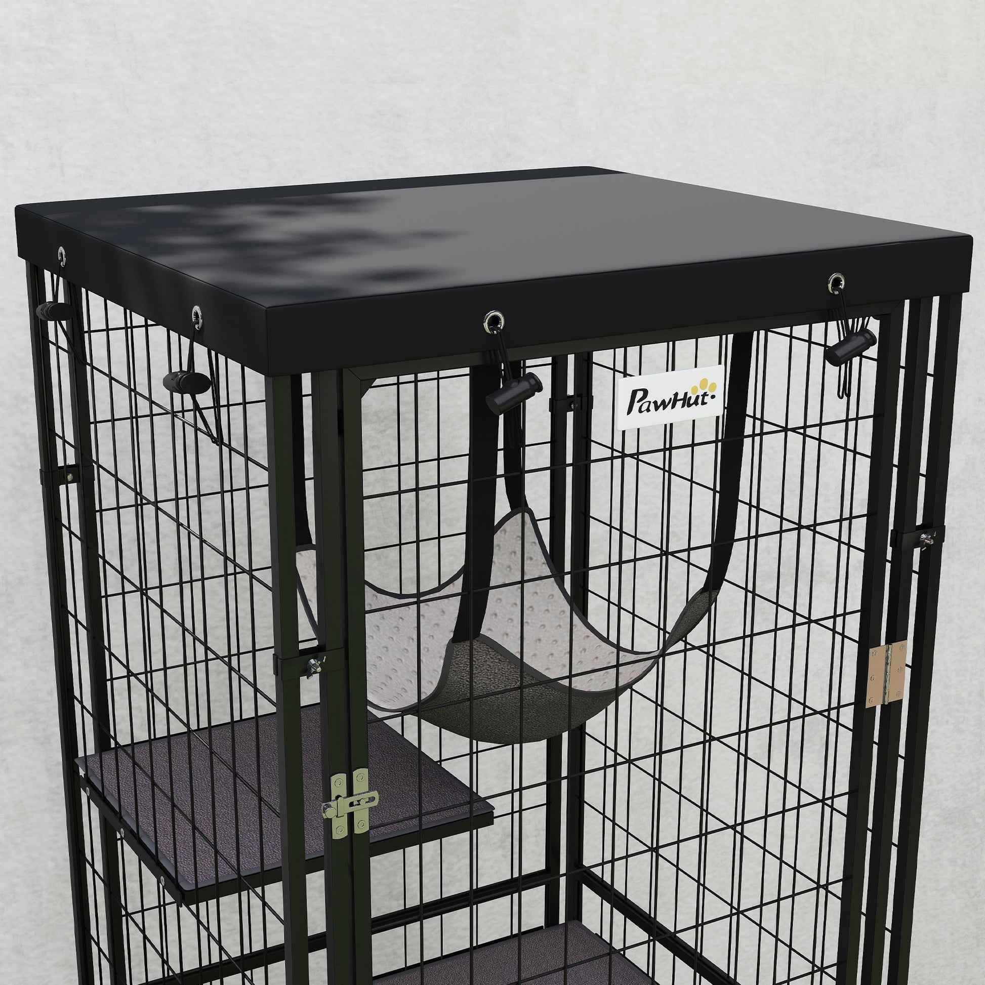 Pawhut Jaula Para Gatos Para Exterior E Interior Con Cubierta Impermeable Negro_4