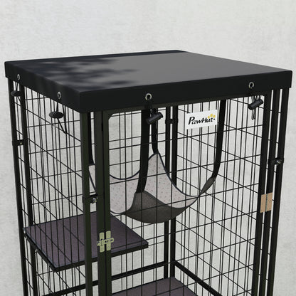 Pawhut Jaula Para Gatos Para Exterior E Interior Con Cubierta Impermeable Negro_4