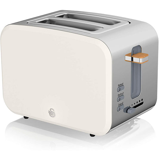 Swan Nordic Tostadora Pan Ranura Ancha 2 Rebanadas, 3 Funciones, 6 Niveles, Diseño Moderno, St14610whtneu, Blanco 900w_0