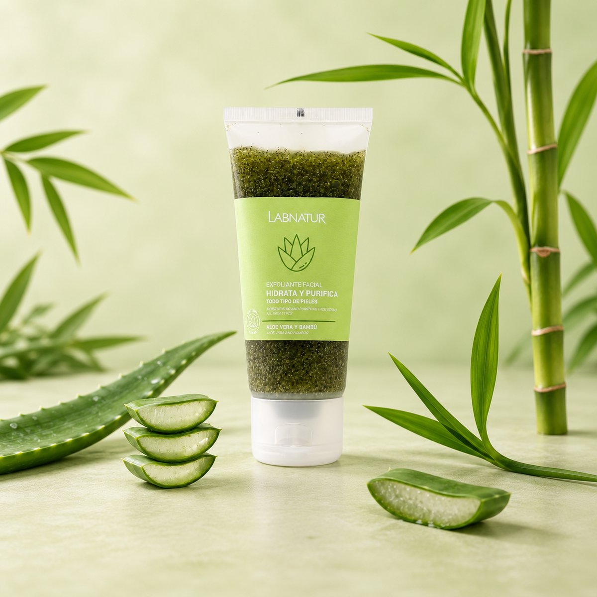 Exfoliante Facial de Aloe Vera y Bambú Labnatur 100 ml | Gránulos de Coco | Limpieza Purificante y Frescor | Vegano_3