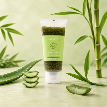 Exfoliante Facial de Aloe Vera y Bambú Labnatur 100 ml | Gránulos de Coco | Limpieza Purificante y Frescor | Vegano_3