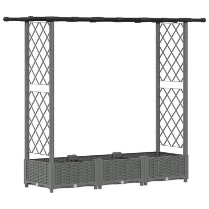 Cama Elevada Con Trellis Y Techo Gris Claro 164 X 40 X 121 Cm_0