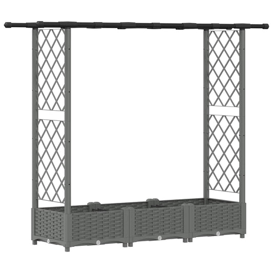 Cama Elevada Con Trellis Y Techo Gris Claro 164 X 40 X 121 Cm_0
