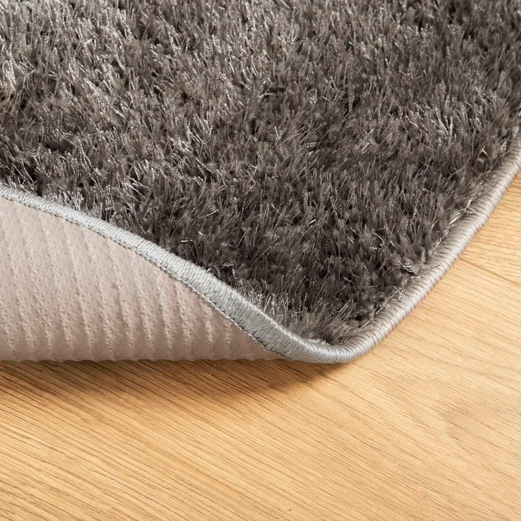 Vidaxl Alfombra Pelo Largo Aspecto Brillante Istan Gris Ø 80 Cm_4