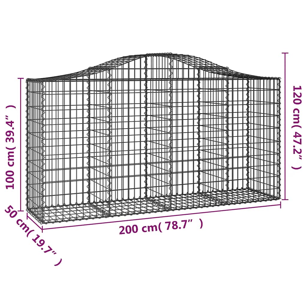 Cestas De Gaviones 18 Uds Forma De Arco Hierro 200x50x100/120cm_5