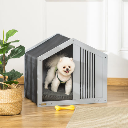 Pawhut Caseta De Madera Para Perros Interior Con Cojín Ventilaciones 60x43x55 Cm_1