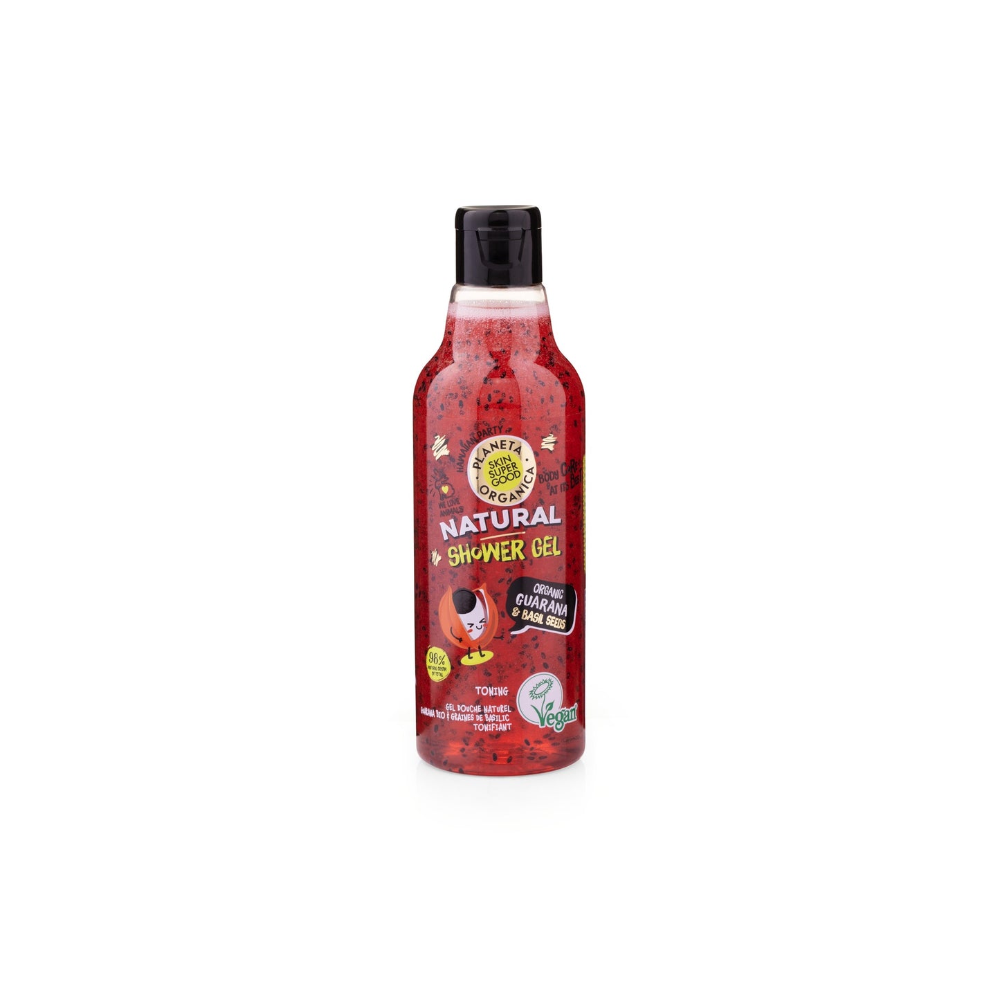 Gel de banho Skin Super Good com sementes de guaraná e manjericão biológico, Organic Shop 250ml