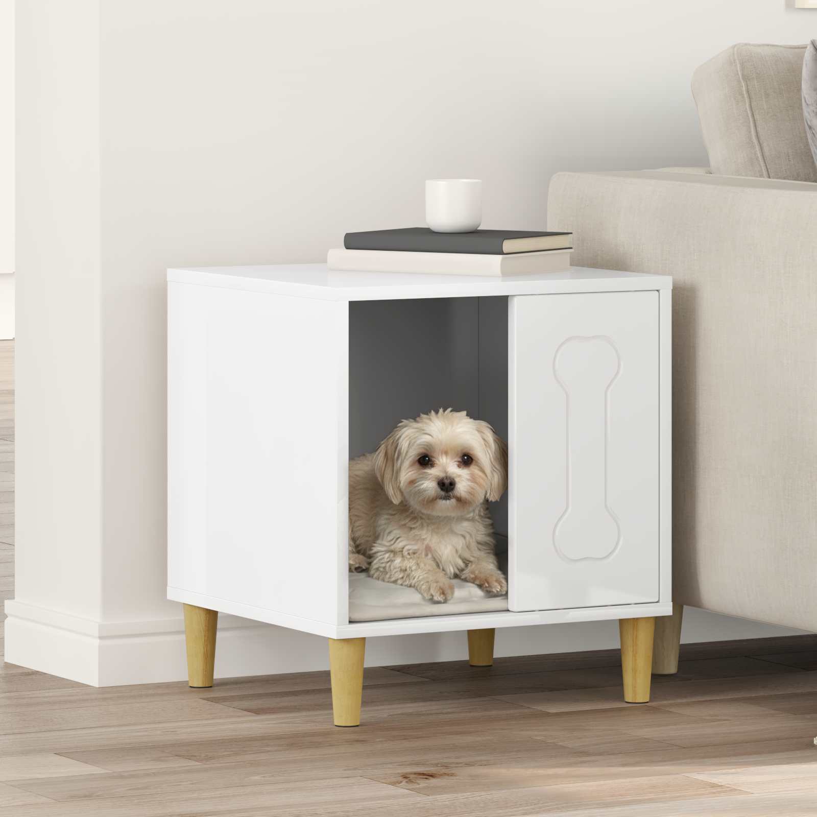 Casa Para Perros Brillante 44 X 42 X 49 Cm Madera De Ingeniería_1
