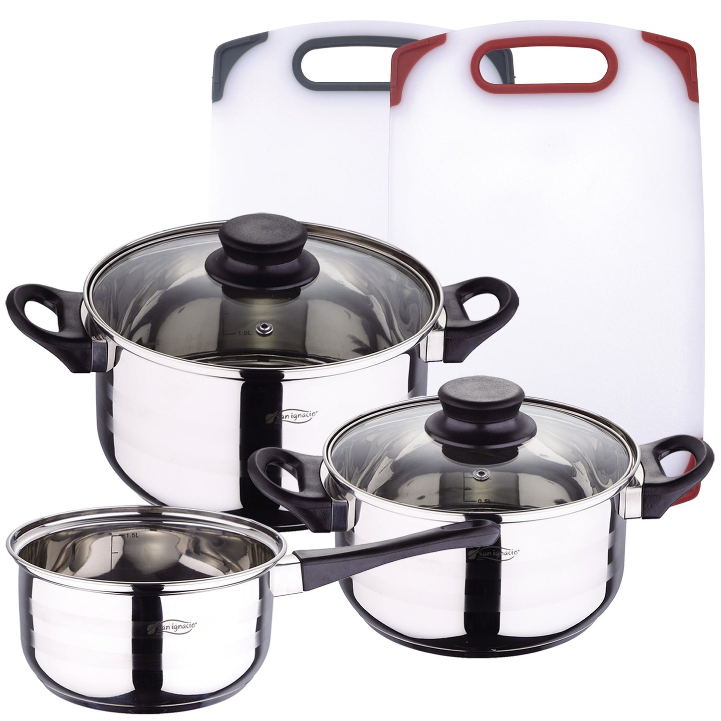 Pack Batería De Cocina 5 Piezas + Set De 2 Tablas De Corte_0