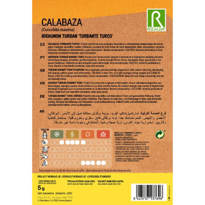 Sementes de abóbora Giraumont Turban "Turbante Turco"