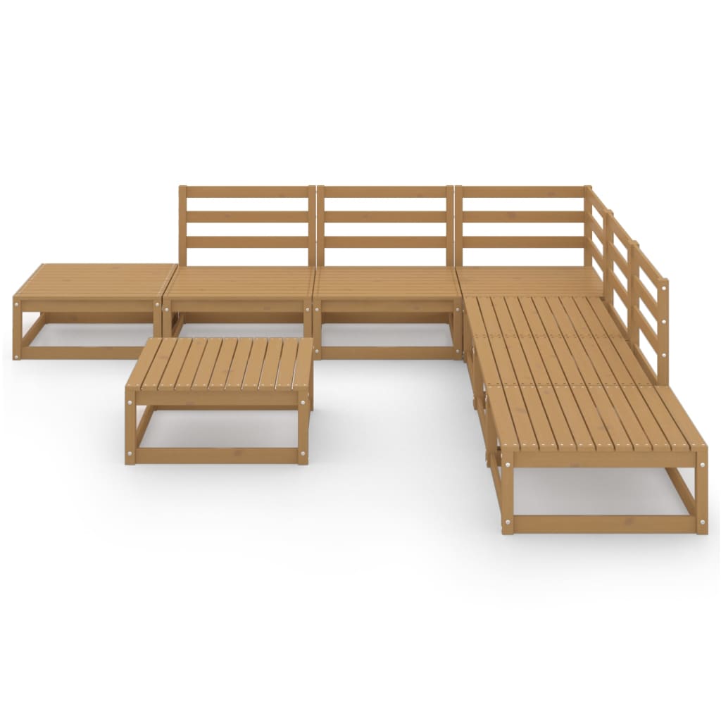 Muebles De Jardín 8 Piezas Marrón Miel Madera Maciza De Pino / Vetonek_0