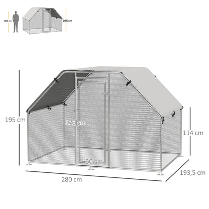 Pawhut Gallinero De Exterior 280x193,5x195 Cm Estructura De Metal Galvanizado_2
