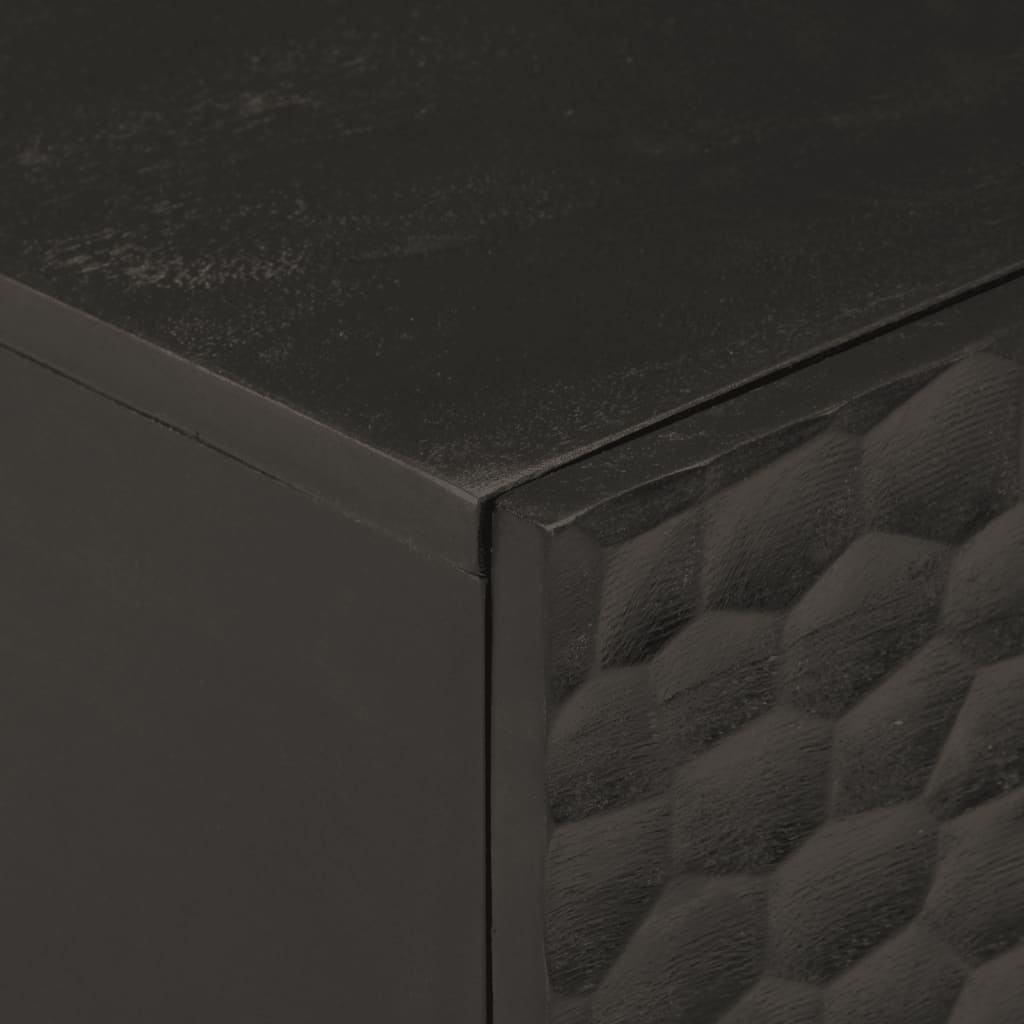 Mesita De Noche Madera Maciza De Mango Negra 50x33x60 Cm_4