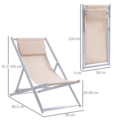 Outsunny Conjunto De 2 Tumbonas Reclinables Y Plegables 58x96,5x91,5 Cm Beige_2