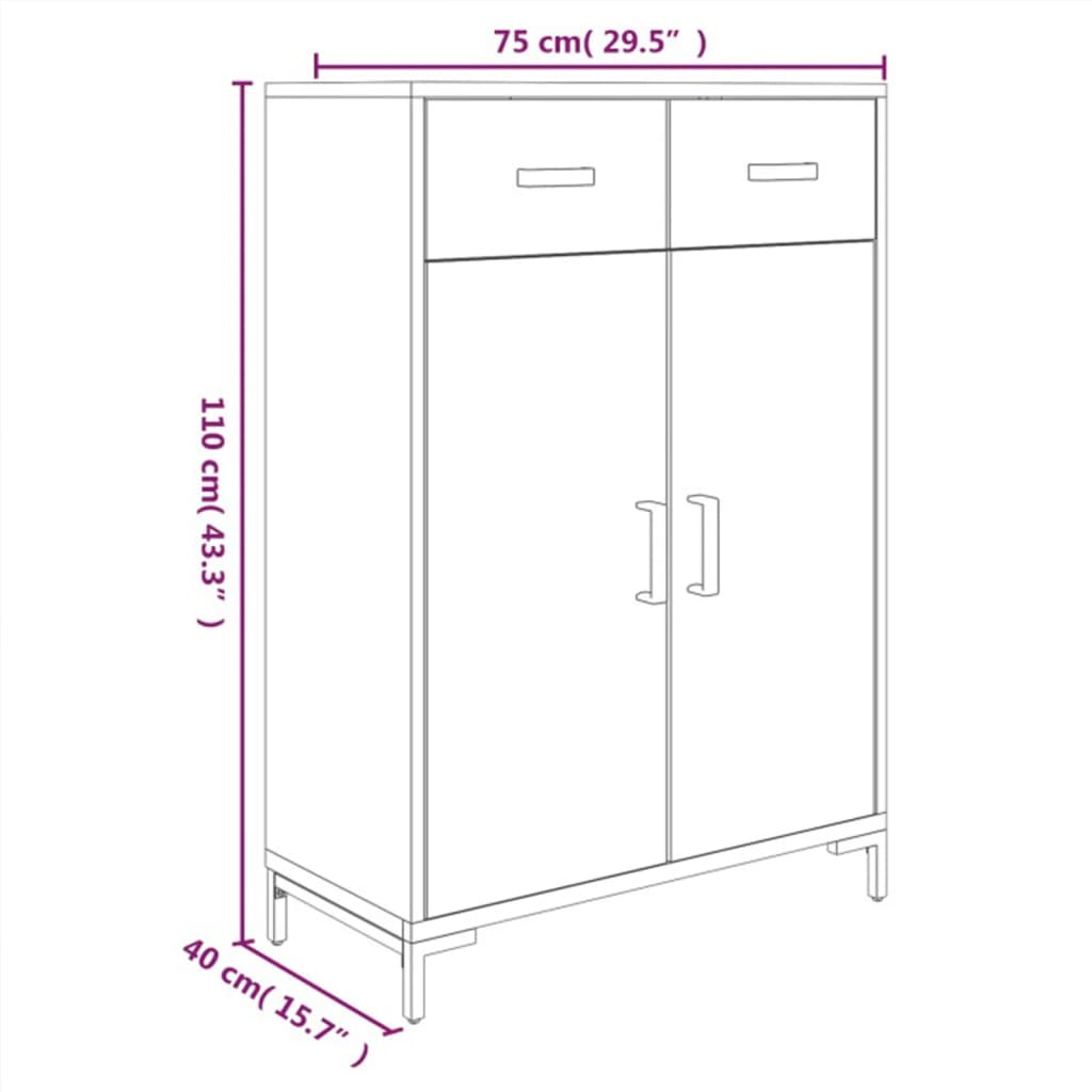 Zapatero De Madera Maciza De Pino Negro 75x40x110 Cm / Vetonek_2
