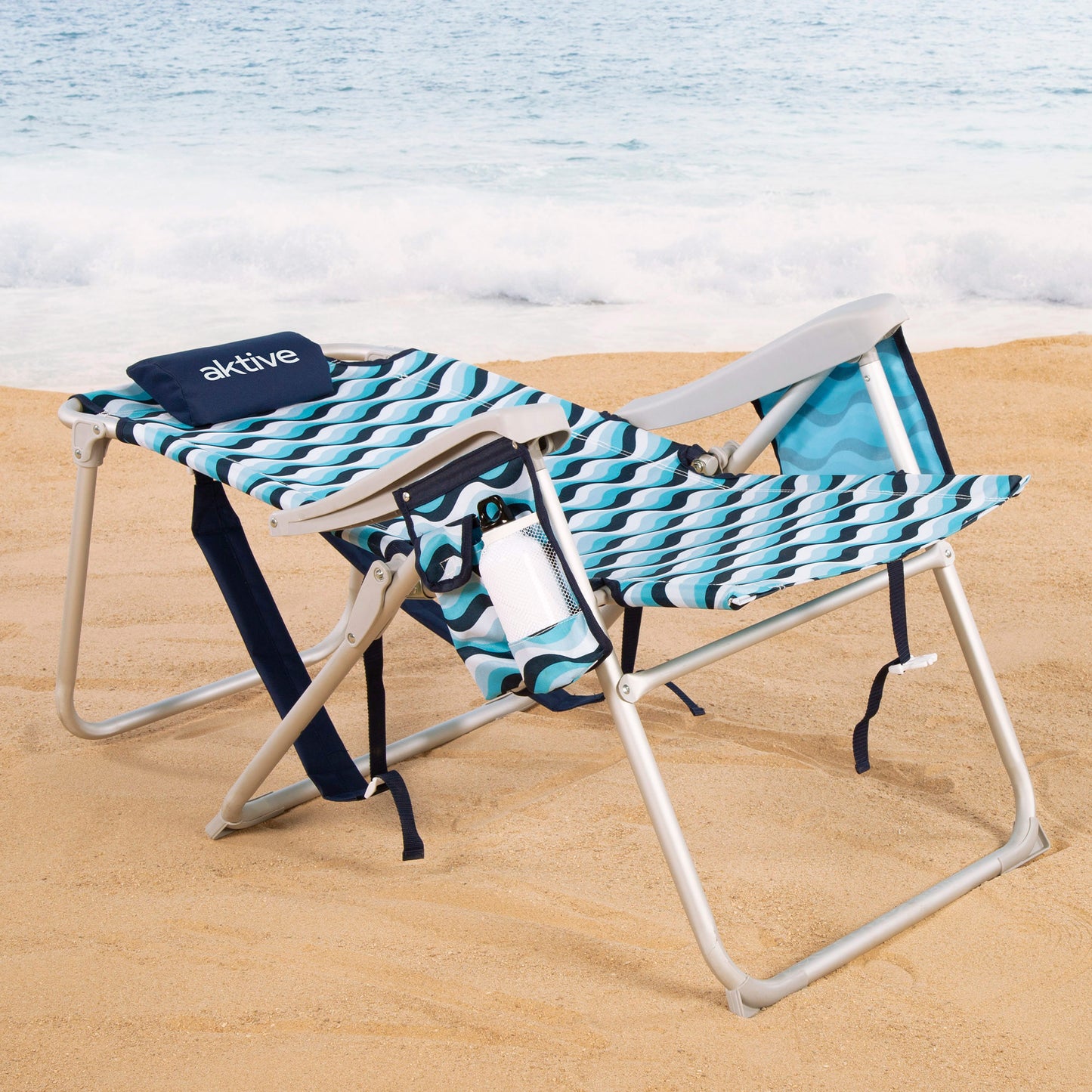 Aktive Pack 2 Sillas Plegables Playa Xl 48x78x95 Cm Aruba 5 Posiciones Con Asas Mochila_2