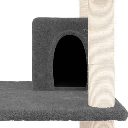 Vidaxl Rascador Para Gatos Con Postes De Sisal Gris Oscuro 162 Cm_5