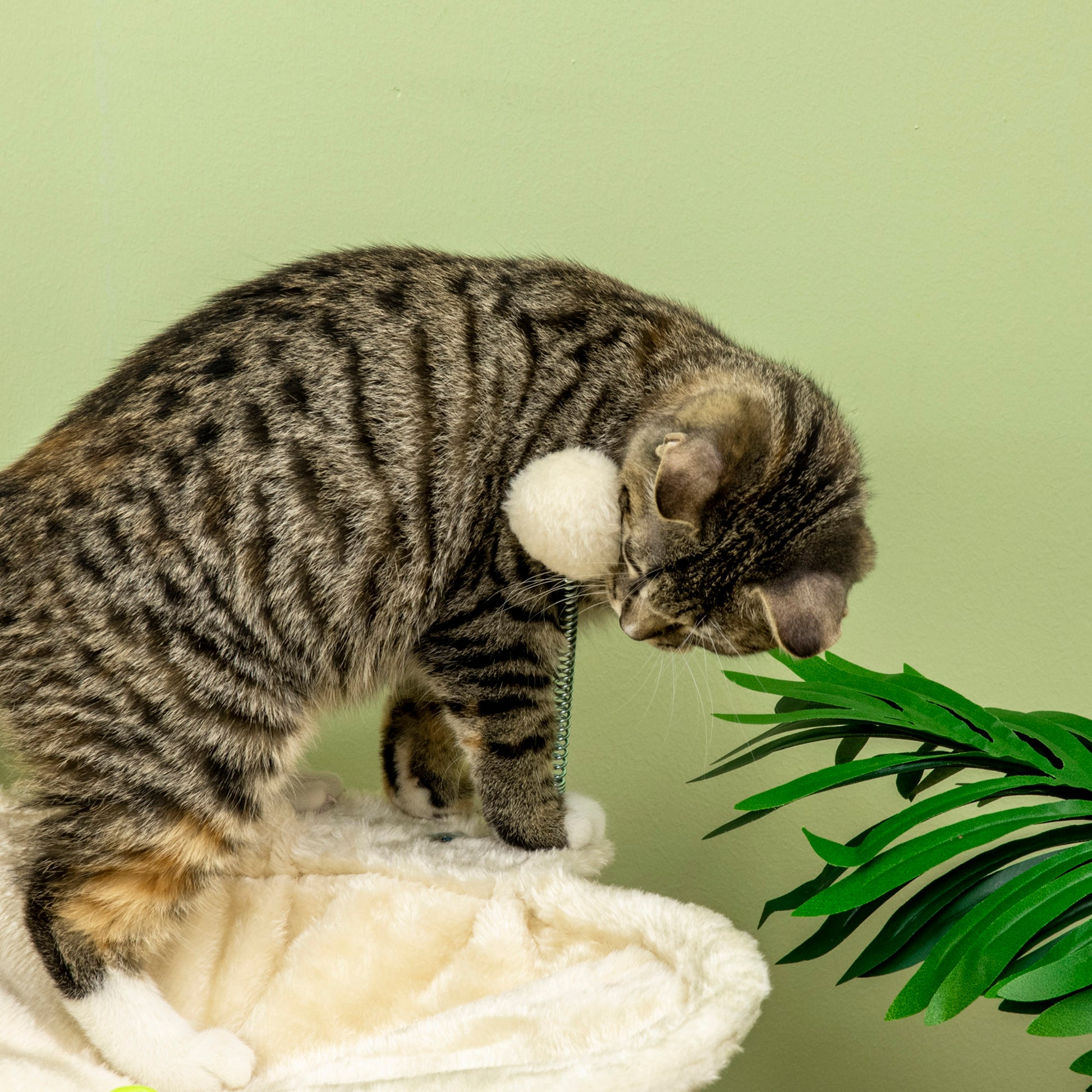 Pawhut Árbol Rascador Para Gatos Altura 90 Cm Con Hamaca Postes De Sisal Y Bolas_4
