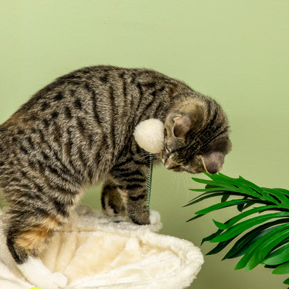 Pawhut Árbol Rascador Para Gatos Altura 90 Cm Con Hamaca Postes De Sisal Y Bolas_4