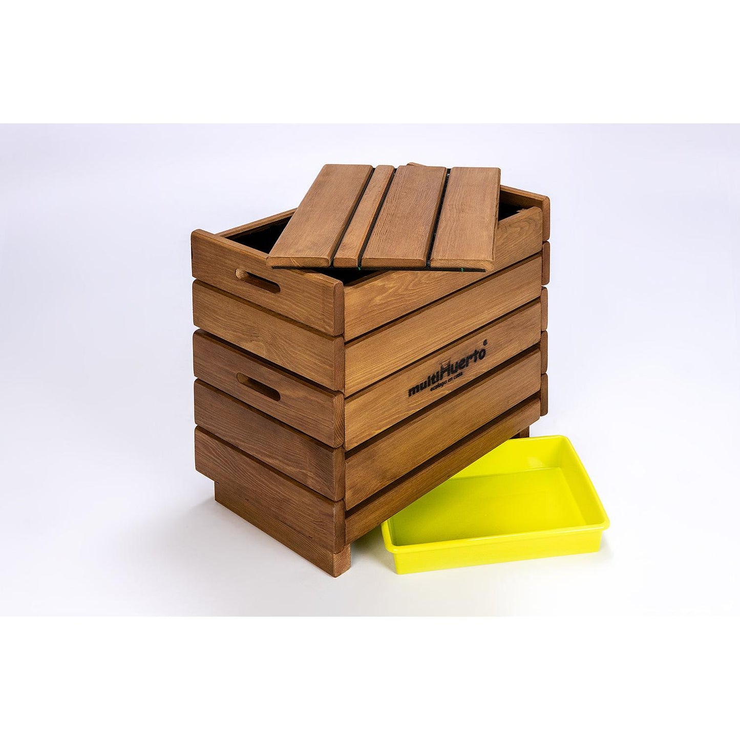 Vermicompostor de madeira completo para fruteiras multi-pomar