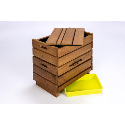Vermicompostor de madeira completo para fruteiras multi-pomar