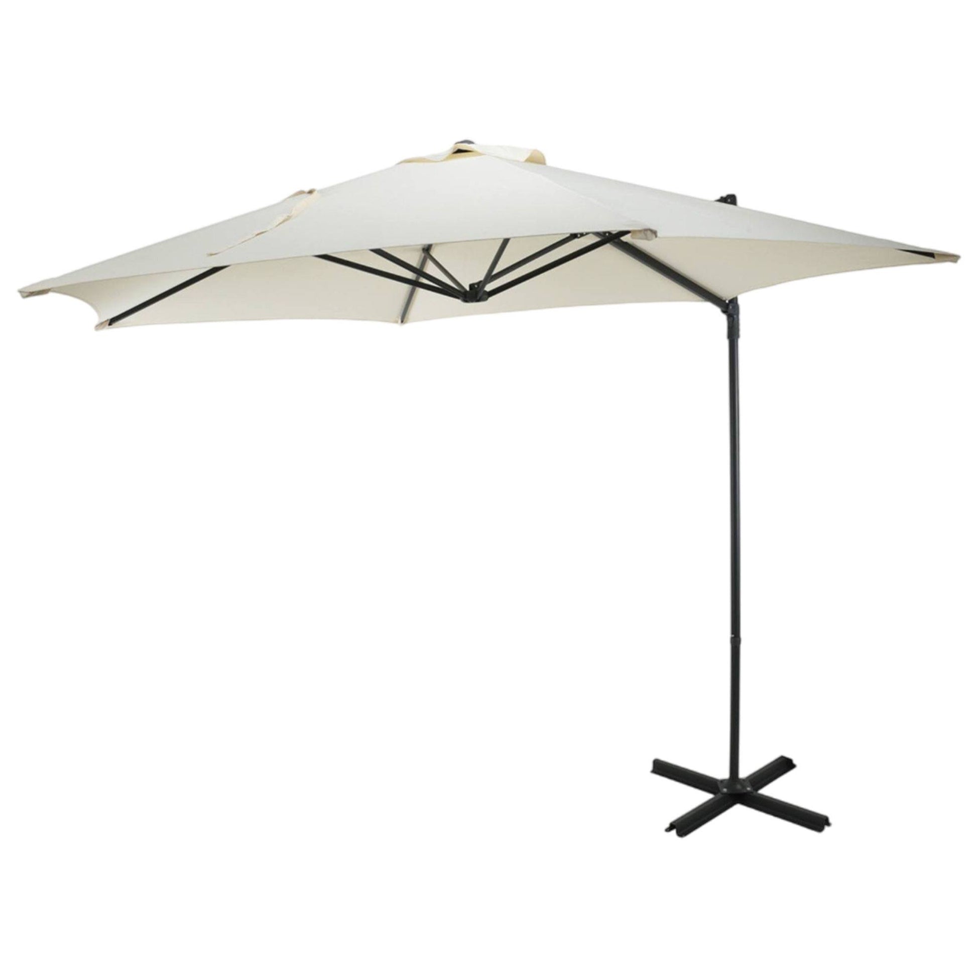 Well Home - Sombrilla Colgante Push Up Ø270cm Crema Con Base De Acero Cruzado_0