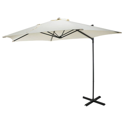 Well Home - Sombrilla Colgante Push Up Ø270cm Crema Con Base De Acero Cruzado_0