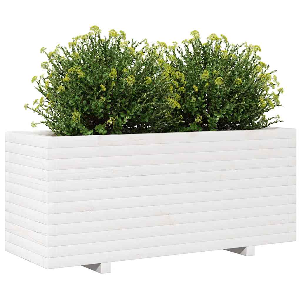 Jardinera Madera Maciza De Pino Blanco 110x40x49,5 Cm_3