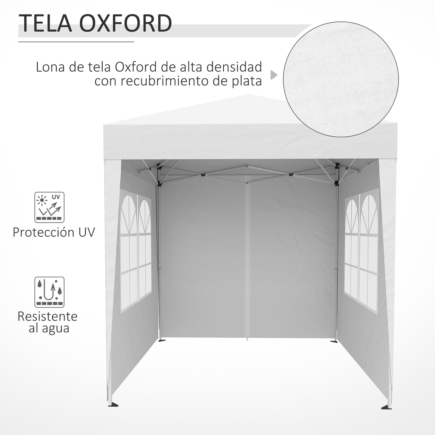 Outsunny Carpa Plegable 2x2m Exterior Con 4 Paredes Y Bolsa De Transporte Blanco_5