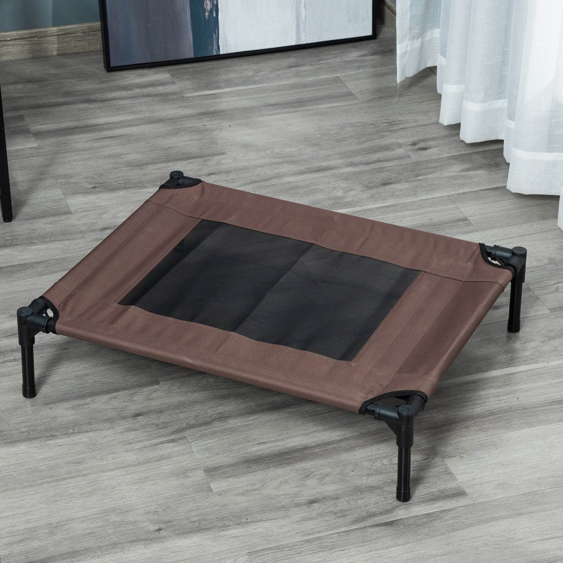 Pawhut Cama Elevada Perros Con Malla Transpirable Tela Oxford 76x61x18 Cm Marrón_1