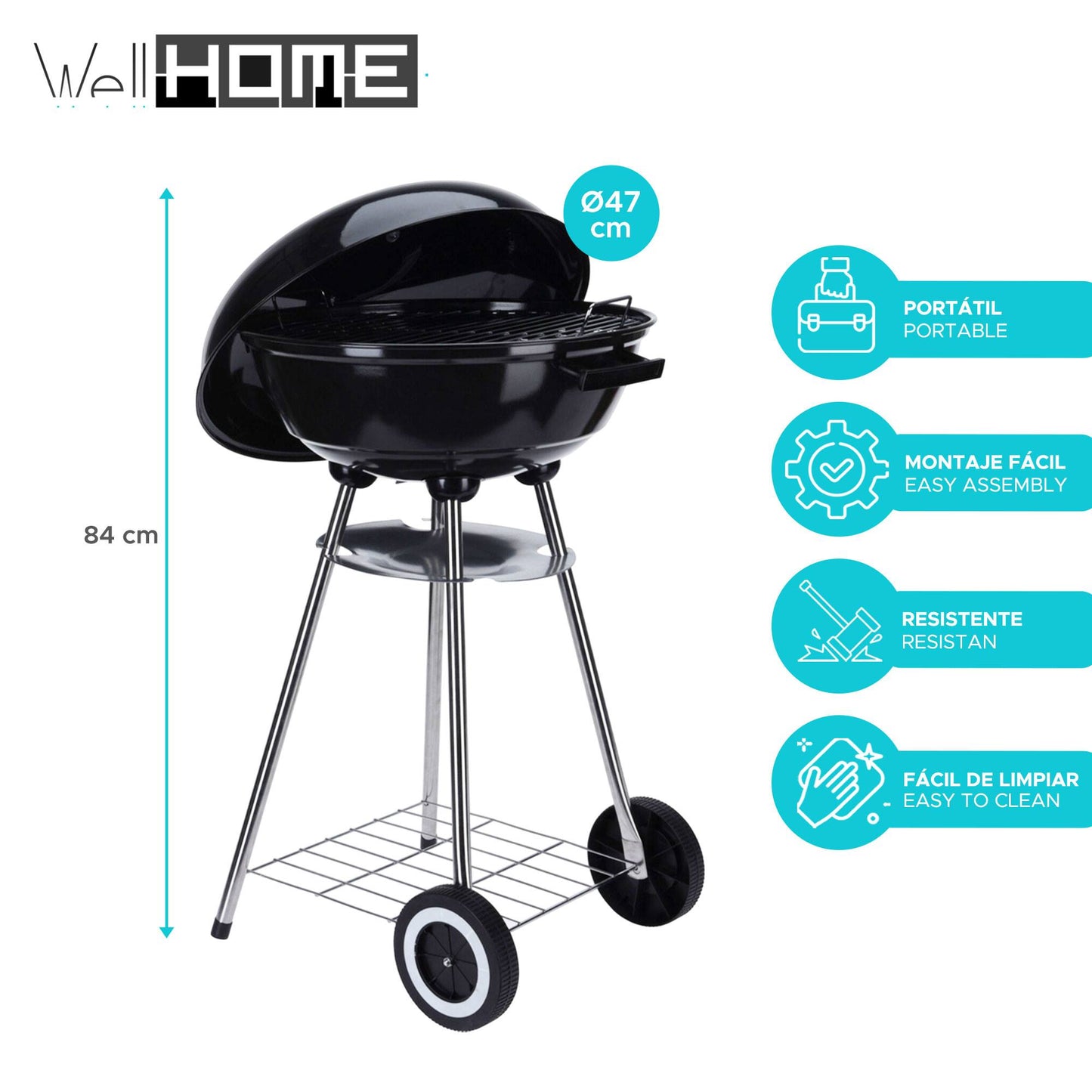 Well Home Barbacoa Con Ruedas Tipo Bowl Ø47cm_1