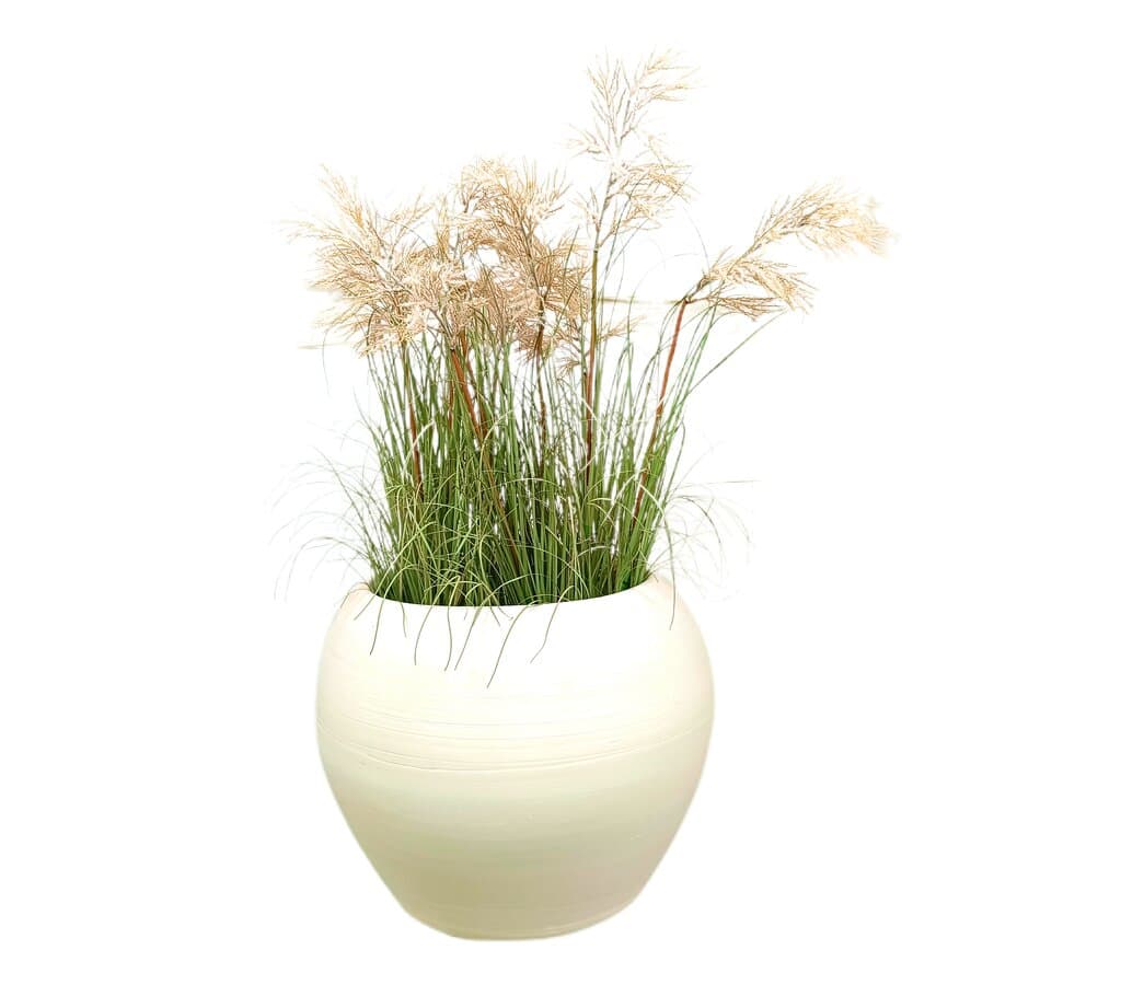 Macetero De Cerámica Esfera Blanco 35cm_2