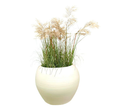 Macetero De Cerámica Esfera Blanco 40cm_2