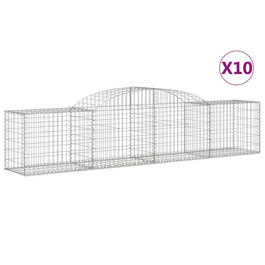 Cestas De Gaviones 10 Uds Forma De Arco Hierro 300x50x60/80 Cm_0
