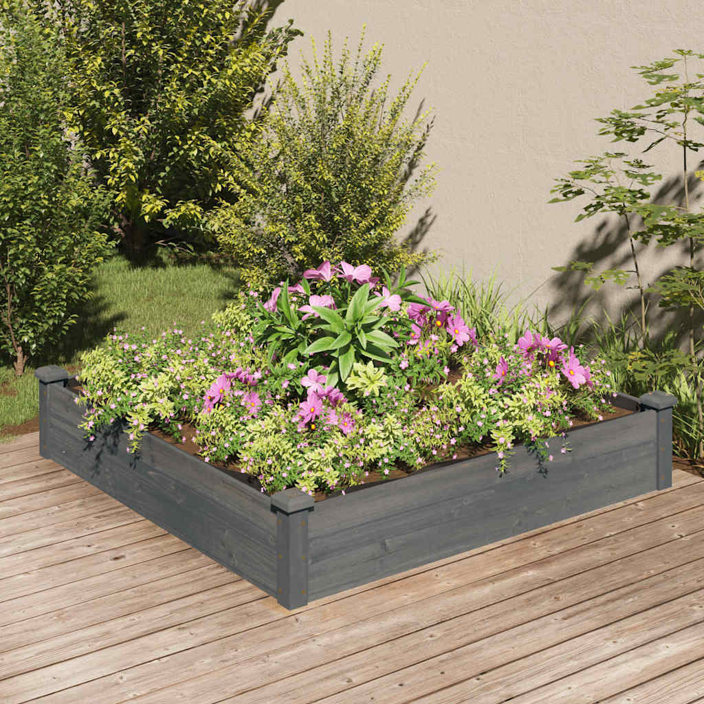 Jardinera Arriate Forro Madera Maciza Abeto Marrón 120x120x25cm_1
