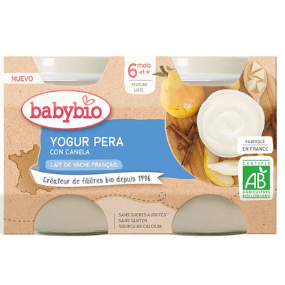 Iogurte de Pêra com Canela e Leite de Vaca 2 x 130g Biológico. Babybio