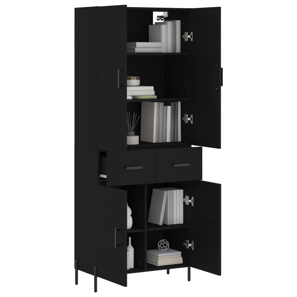 Aparador Alto Madera Contrachapada Negro 69,5x34x180 Cm_2