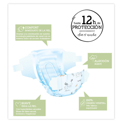 Pacote de poupança fraldas T2 (3-6 kg) Moltex Pure &amp; Nature, 144 unidades