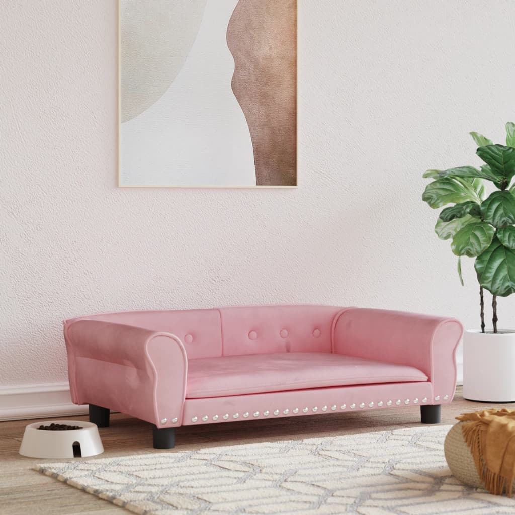 Cama Para Perros De Terciopelo Rosa 95x55x30 Cm / Vetonek_4