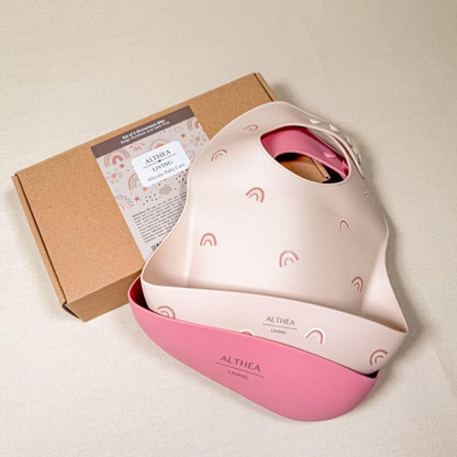 Baberos Impermeables - 2 Piezas - Beige / Rosa Profundo._3