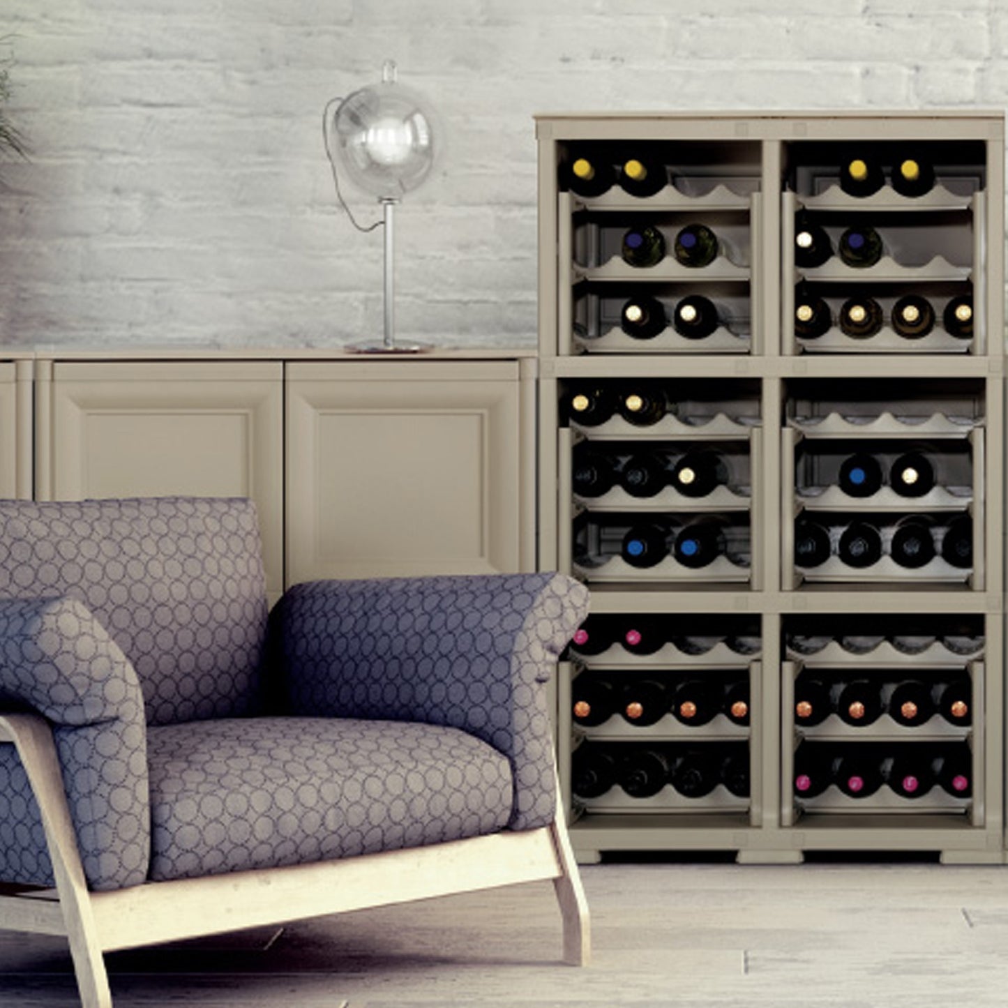 Mueble Omnimodus Portabotellas Para 18 Botellas Modelo Wengé