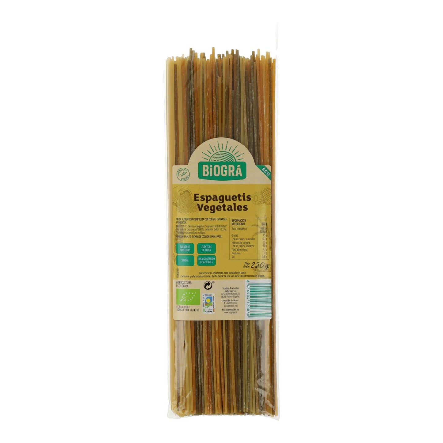 Esparguete com legumes Biogra 250 g