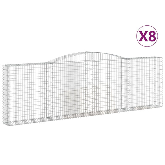 Cestas De Gaviones 8 Uds Forma De Arco Hierro 400x30x120/140 Cm_0