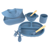 Conjunto De Louça Para Bebé Em Silicone Orgânico 8 Peças Com Ventosa Antiderrapante Althea Living Azul Marinho