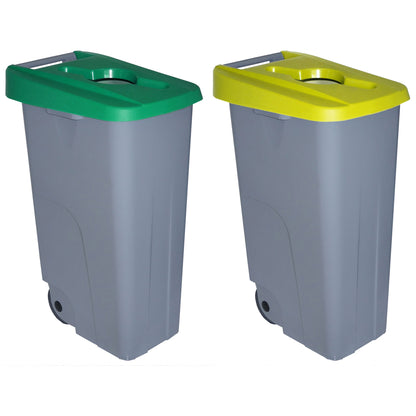 Pack Contenedor Reciclo 110 Litros Abierto En 2 Contenedores De Colores. Capacidad Total 220 Litros._0