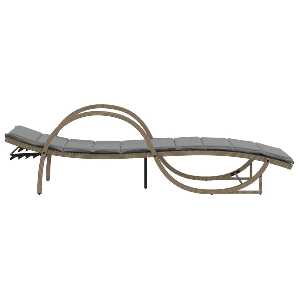 Tumbona Con Cojín Ratán Sintético Beige 60x199x42 Cm / Vetonek_4