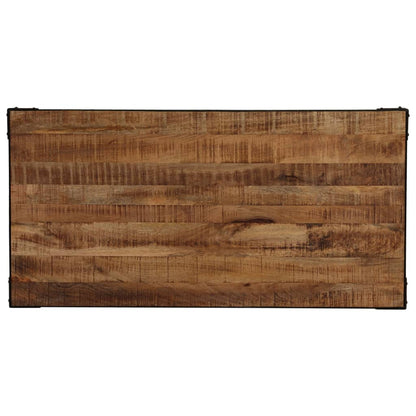 Mesa De Comedor Madera Maciza De Mango Rugosa Y Acero 120 Cm_2