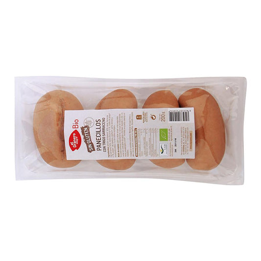 Pãezinhos de trigo sarraceno biológicos sem glúten El Granero, 4 x 50 g 