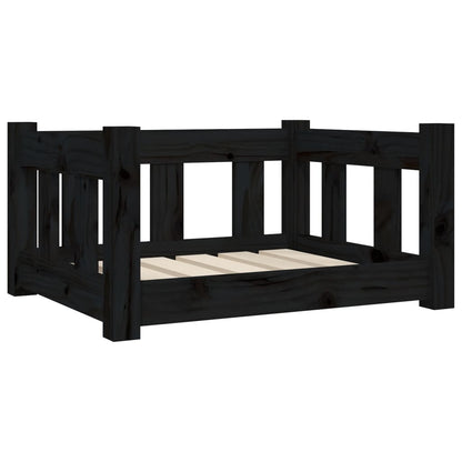 Vidaxl Cama Para Perros Madera Maciza De Pino Negro 55,5x45,5x28 Cm_0