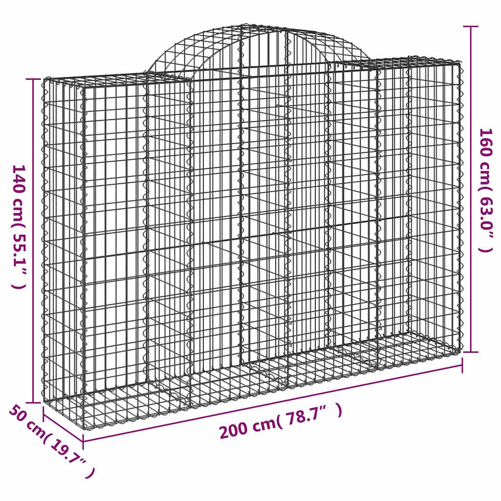 Cestas Gaviones 5 Uds Forma De Arco Hierro 200x50x140/160 Cm_5